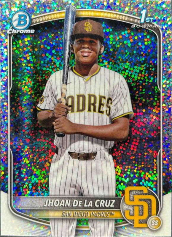 Jhoan De La Cruz 2025 Bowman Chrome #BCP-223 Chrome Prospects - Speckle Refractor /(SSP) RAW