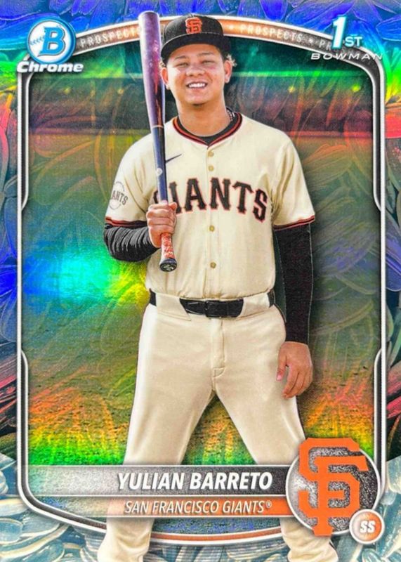 Yulian Barreto 2025 Bowman Chrome #BCP-229 Prospects - Sunflower Seeds Refractor (1st) RAW