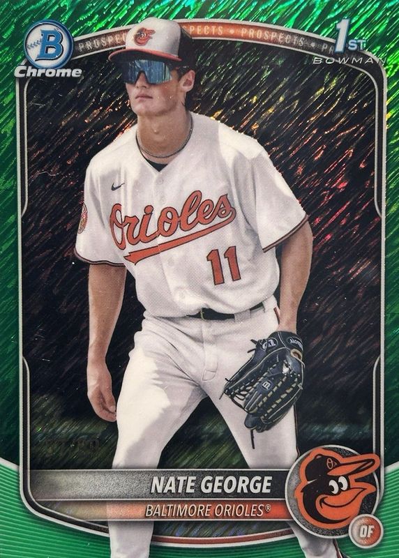 2025 Bowman Chrome #BCP-184 Prospects - Green Shimmer Refractor /99 (1st)