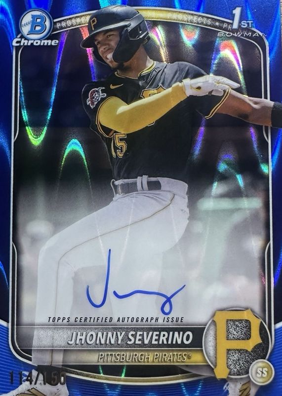 Jhonny Severino 2025 Bowman Chrome #CPA-JS Prospect Auto - Blue RayWave Refractor /150 (1st) RAW