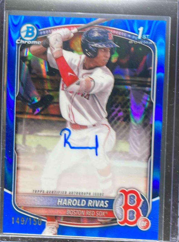 Harold Rivas 2025 Bowman Chrome #CPA-HR Prospect Auto - Blue RayWave Refractor /150 (1st) RAW