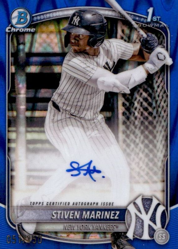2025 Bowman Chrome #CPA-SMA Prospect Auto - Blue RayWave Refractor /150 (1st)