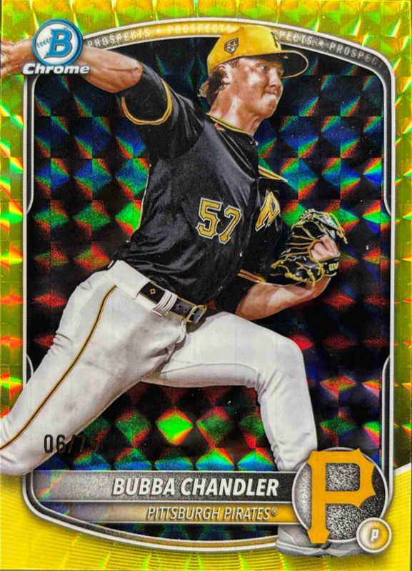 Bubba Chandler 2025 Bowman Chrome #BCP-171 Chrome Prospects - Yellow Geometric Refractor RAW