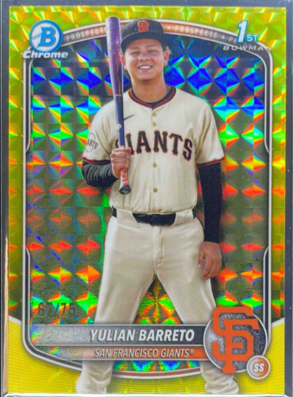Yulian Barreto 2025 Bowman Chrome #BCP-229 Prospects - Popcorn Refractor (1st) RAW