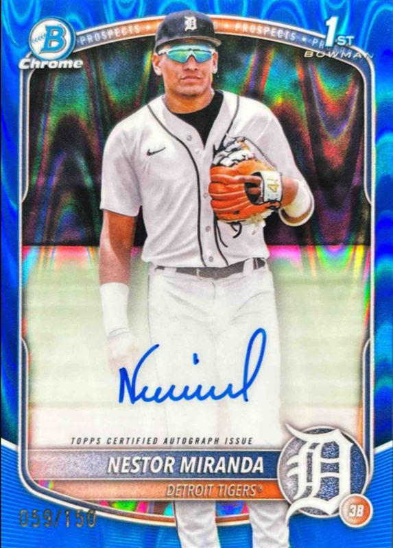 Nestor Miranda 2025 Bowman Chrome #CPA-NM Prospect Auto - Blue RayWave Refractor /150 (1st) RAW