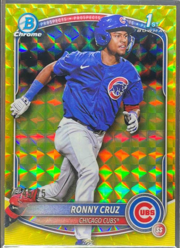 Ronny Cruz 2025 Bowman Chrome #BCP-213 Chrome Prospects - Yellow Geometric Refractor /(SSP) RAW