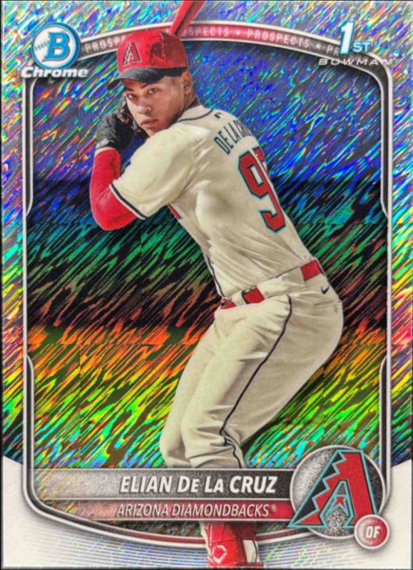 Elian De La Cruz 2025 Bowman Chrome #BCP-249 Chrome Prospects - Shimmer Refractor RAW