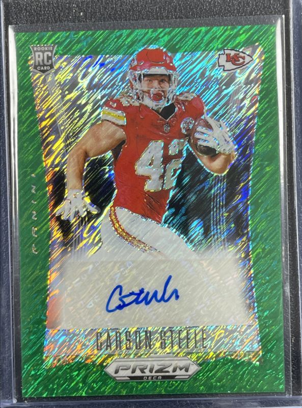 Carson Steele 2024 Prizm Deca #S-CSE Signatures - FOTL Green Shimmer /25 Rookie RAW