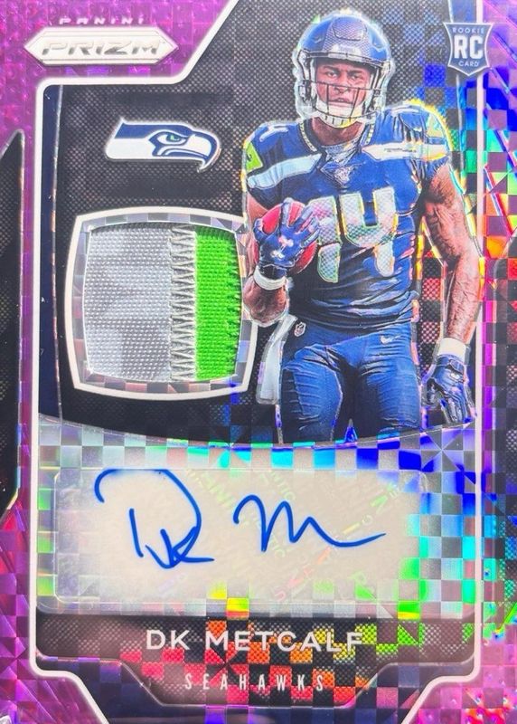 DK Metcalf 2019 Prizm #RPA-DK Rookie Patch Auto - Purple Power /30 RAW