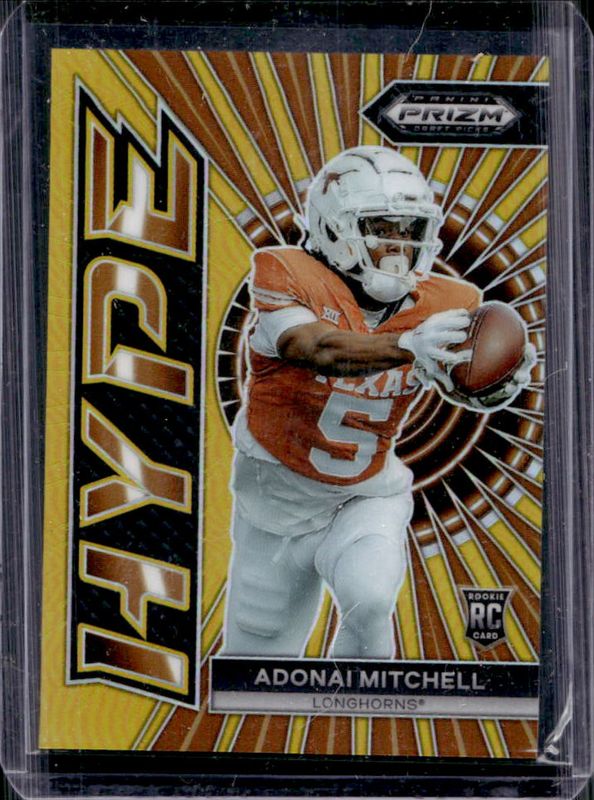 Adonai Mitchell 2024 Prizm Draft Picks #HP-AM Hype - Gold /10 Rookie RAW