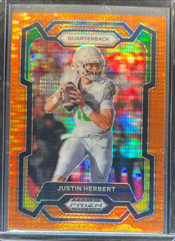 Justin Herbert 2024 Prizm Draft Picks #69 Orange Pulsar /49 RAW