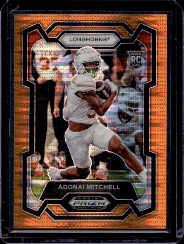 Adonai Mitchell 2024 Prizm Draft Picks #176 Orange Pulsar /49 Rookie RAW