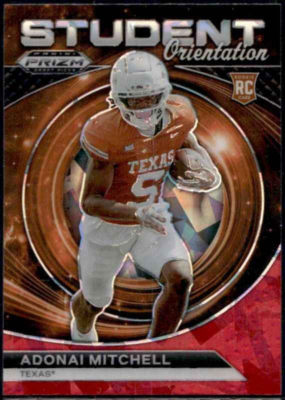 Adonai Mitchell 2024 Prizm Draft Picks #SO-AMI Student Orientation - Red Ice Rookie RAW