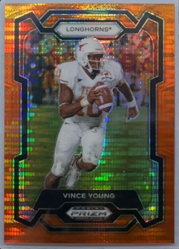 Vince Young 2024 Prizm Draft Picks #25 Orange Pulsar /49 RAW
