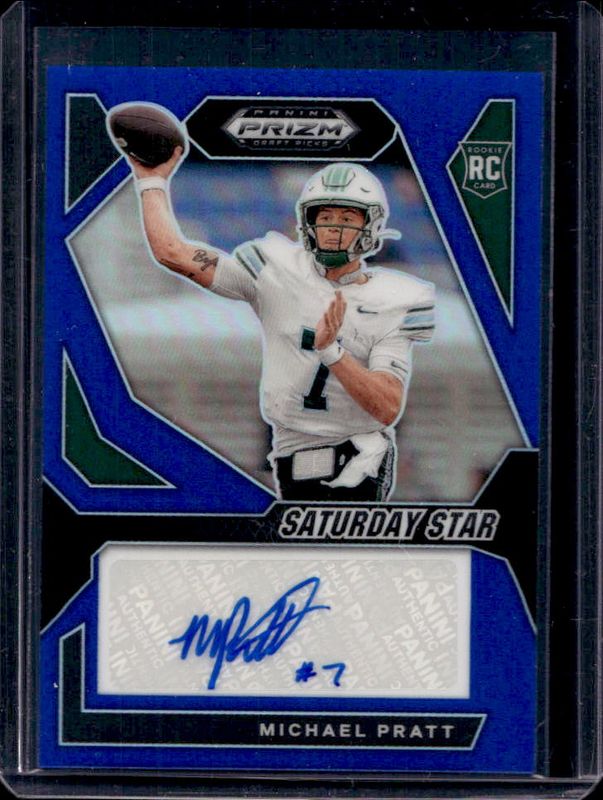 Michael Pratt 2024 Prizm Draft Picks #SSS-MPT Saturday Star Signatures - Blue /149 Rookie RAW