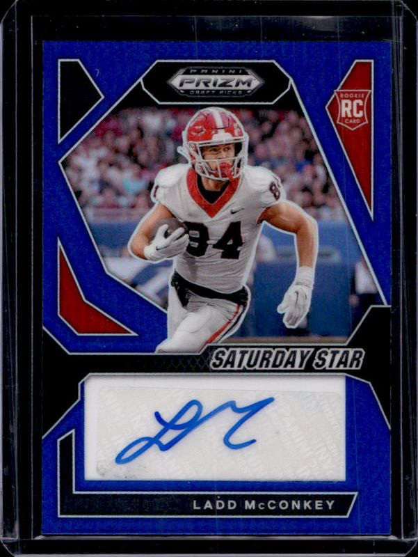 Ladd McConkey 2024 Prizm Draft Picks #SSS-LMY Saturday Star Signatures - Blue /149 Rookie RAW