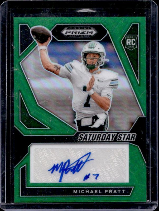 Michael Pratt 2024 Prizm Draft Picks #SSS-MPT Saturday Star Signatures - Green Rookie RAW
