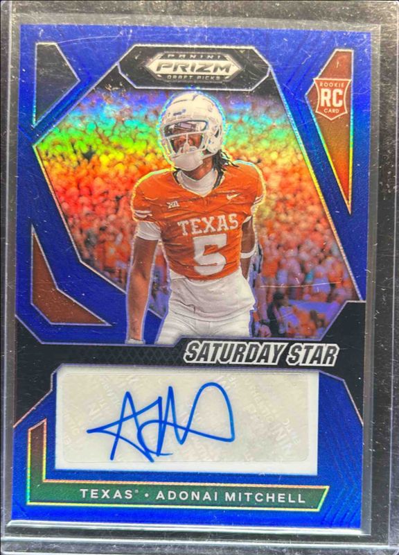 Adonai Mitchell 2024 Prizm Draft Picks #SSS-AML Saturday Star Signatures - Blue /149 Rookie RAW