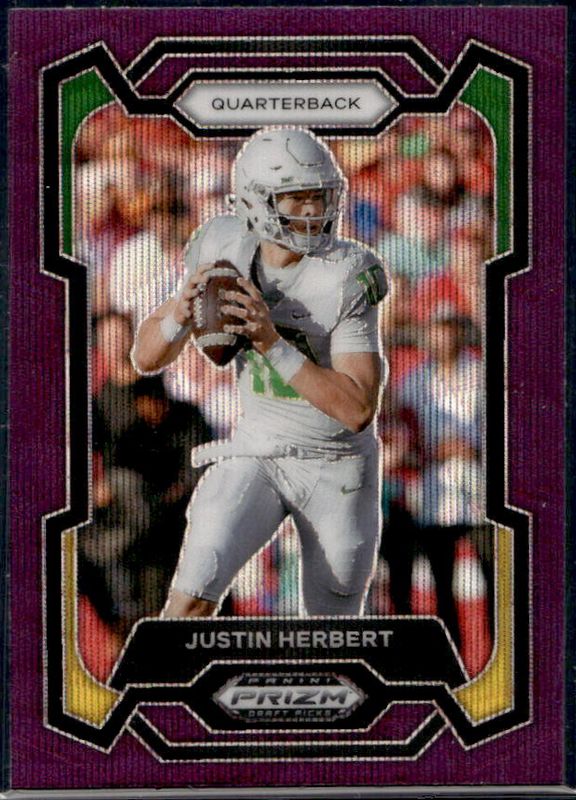 Justin Herbert 2024 Prizm Draft Picks #69 Purple Wave RAW