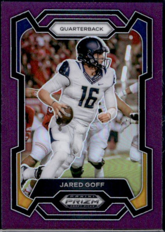 Jared Goff 2024 Prizm Draft Picks #71 Purple /75 RAW