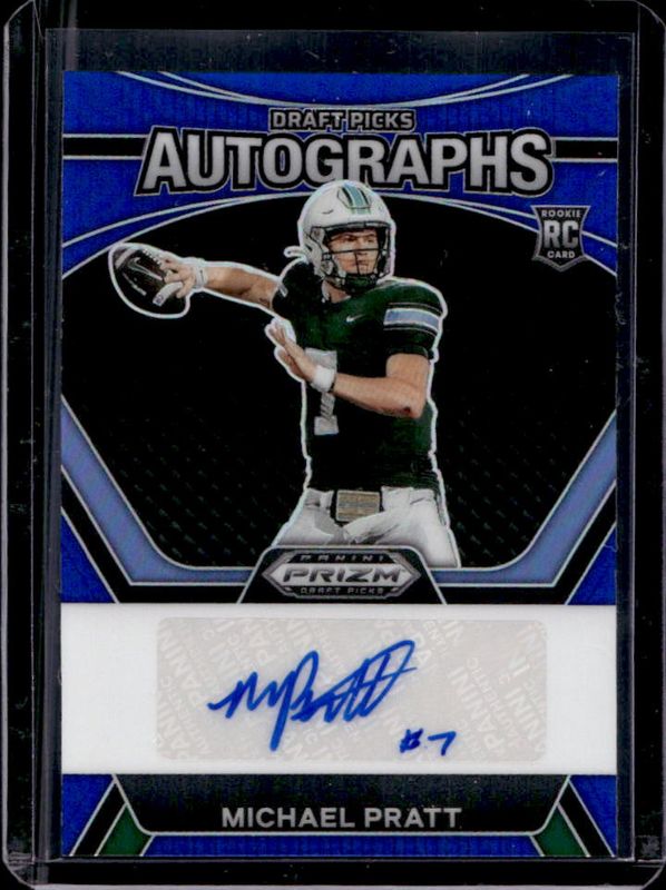 Michael Pratt 2024 Prizm Draft Picks #DPA-MPT Draft Picks Autographs - Blue /149 Rookie RAW