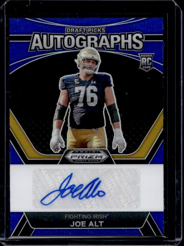 Joe Alt 2024 Prizm Draft Picks #DPA-JAT Draft Picks Autographs - Blue /149 Rookie RAW