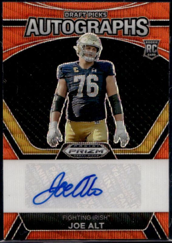 Joe Alt 2024 Prizm Draft Picks #DPA-JAT Draft Picks Autographs - Orange Wave Rookie RAW