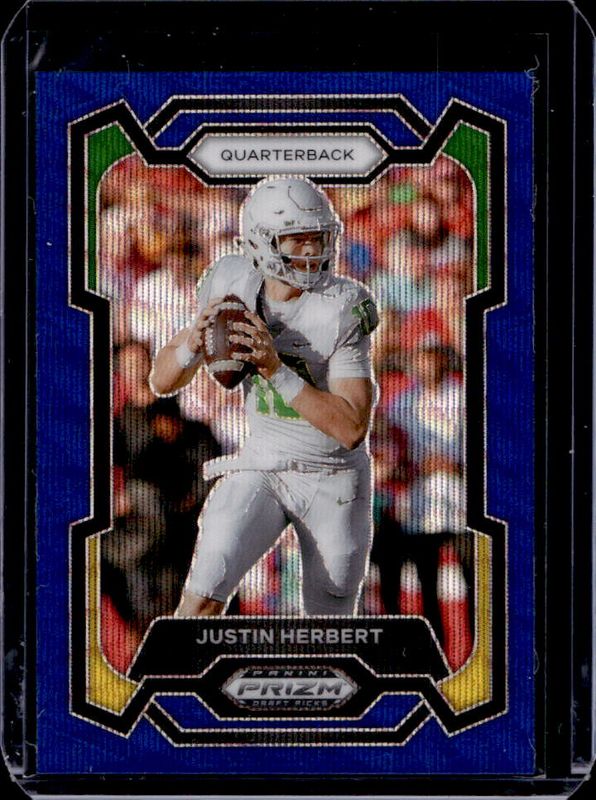 Justin Herbert 2024 Prizm Draft Picks #69 Blue Wave /249 RAW