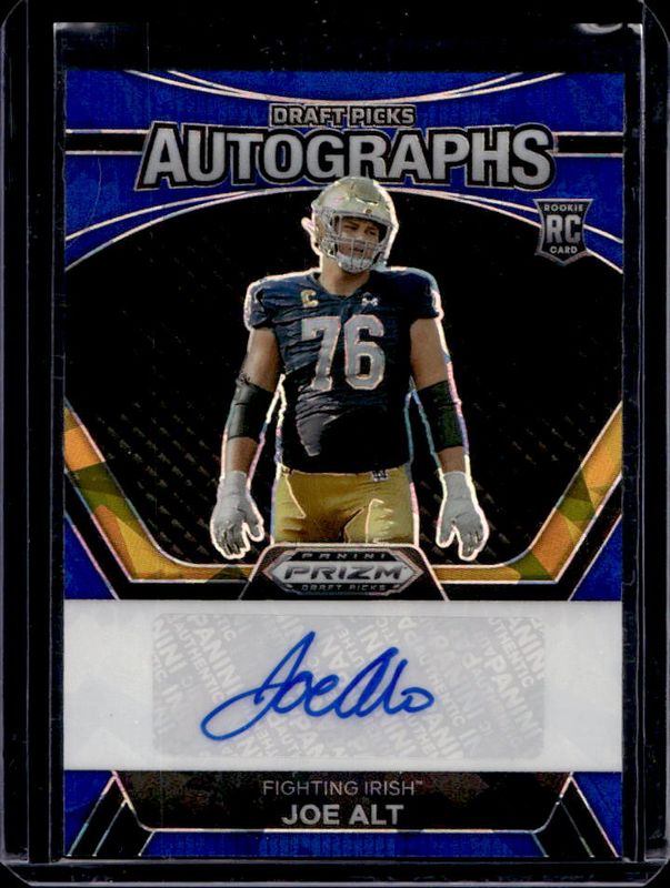 Joe Alt 2024 Prizm Draft Picks #DPA-JAT Draft Picks Autographs - Blue Ice /75 Rookie RAW