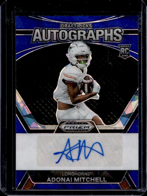 Adonai Mitchell 2024 Prizm Draft Picks #DPA-AML Draft Picks Autographs - Blue Ice /75 Rookie RAW