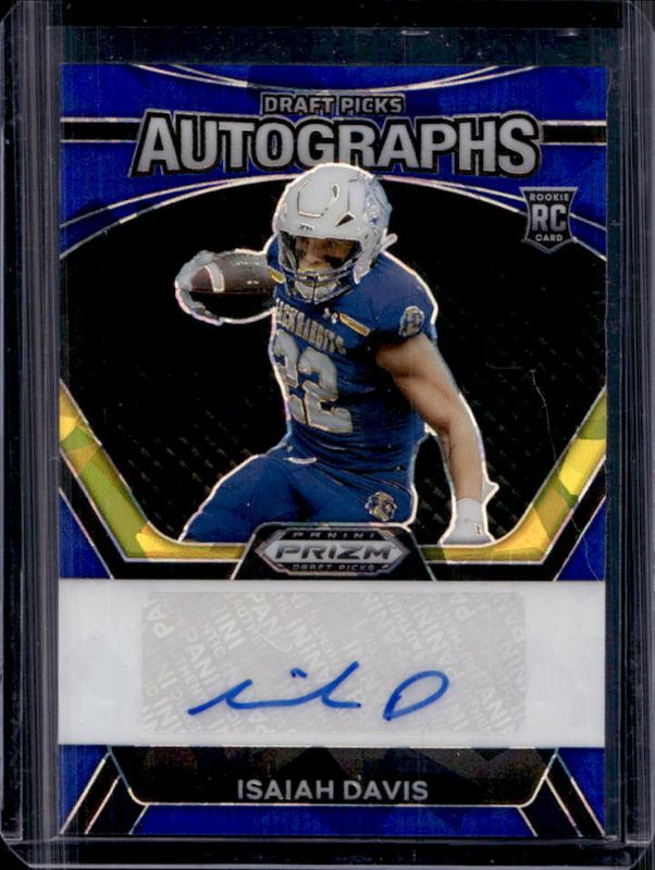 Isaiah Davis 2024 Prizm Draft Picks #DPA-IDS Draft Picks Autographs - Blue Ice /75 Rookie RAW