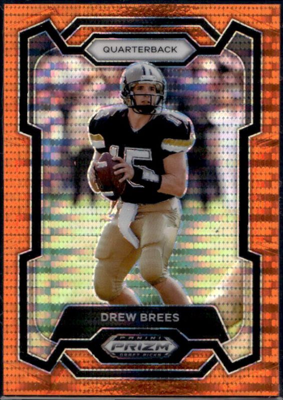 Drew Brees 2024 Prizm Draft Picks #88 Autographs - Orange Pulsar /49 RAW