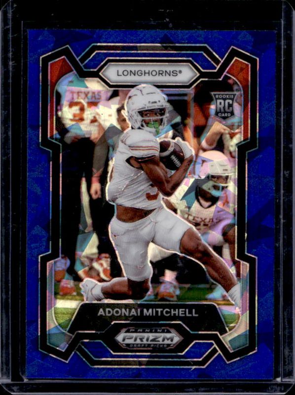 Adonai Mitchell 2024 Prizm Draft Picks #176 Blue Ice /99 Rookie RAW
