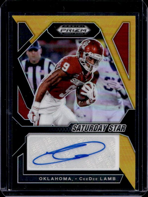 CeeDee Lamb 2024 Prizm Draft Picks #SSS-CLB Saturday Star Signatures - Black & Gold /5 RAW
