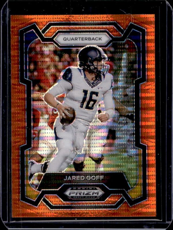 Jared Goff 2024 Prizm Draft Picks #71 Orange Pulsar /49 RAW
