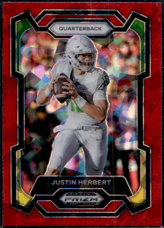 Justin Herbert 2024 Prizm Draft Picks #69 Red Ice RAW