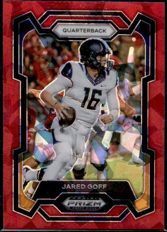Jared Goff 2024 Prizm Draft Picks #71 Red Ice RAW