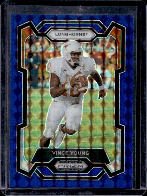 Vince Young 2024 Prizm Draft Picks #25 Blue Finite /89 RAW