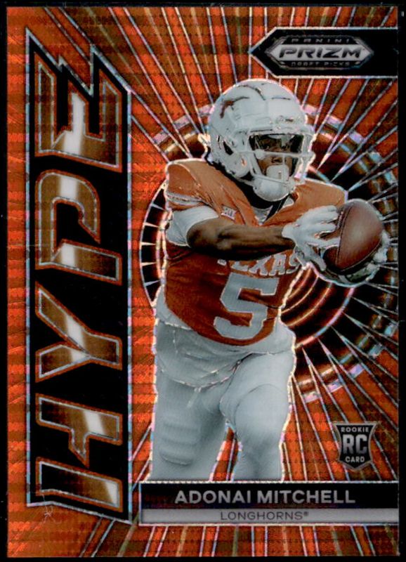 Adonai Mitchell 2024 Prizm Draft Picks #HP-AM Hype - Orange Pulsar /49 Rookie RAW