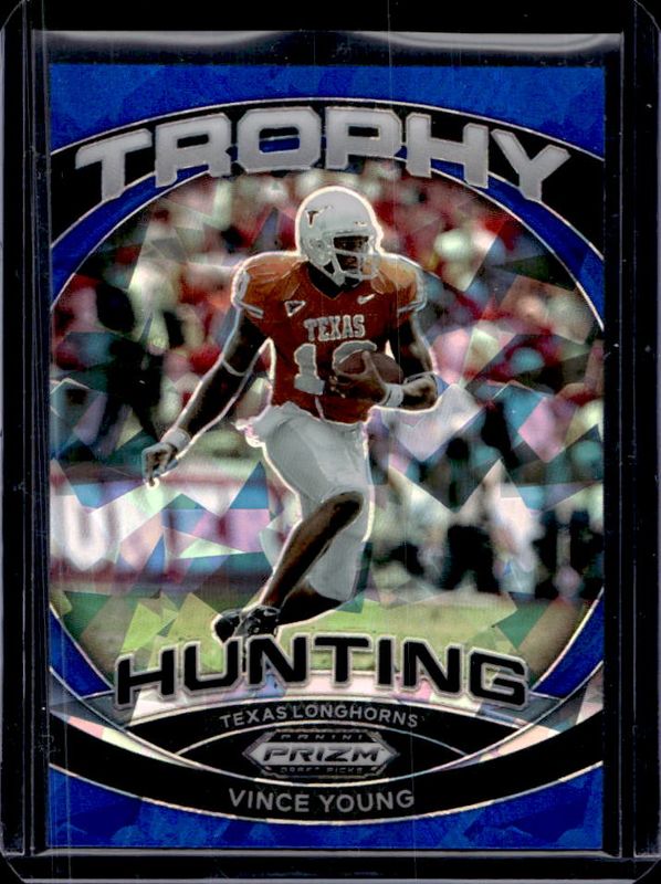 Vince Young 2024 Prizm Draft Picks #TH-VYG Trophy Hunting - Blue Ice /99 RAW