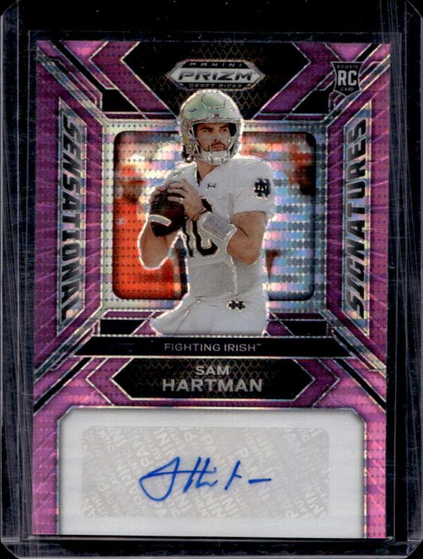 Sam Hartman 2024 Prizm Draft Picks #SS-SHN Sensational Signatures - Neon Pink Pulsar /15 Rookie RAW