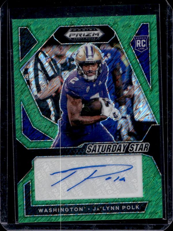 Ja'Lynn Polk 2024 Prizm Draft Picks #SSS-JPK Saturday Star Signatures - Green Shimmer /8 Rookie RAW