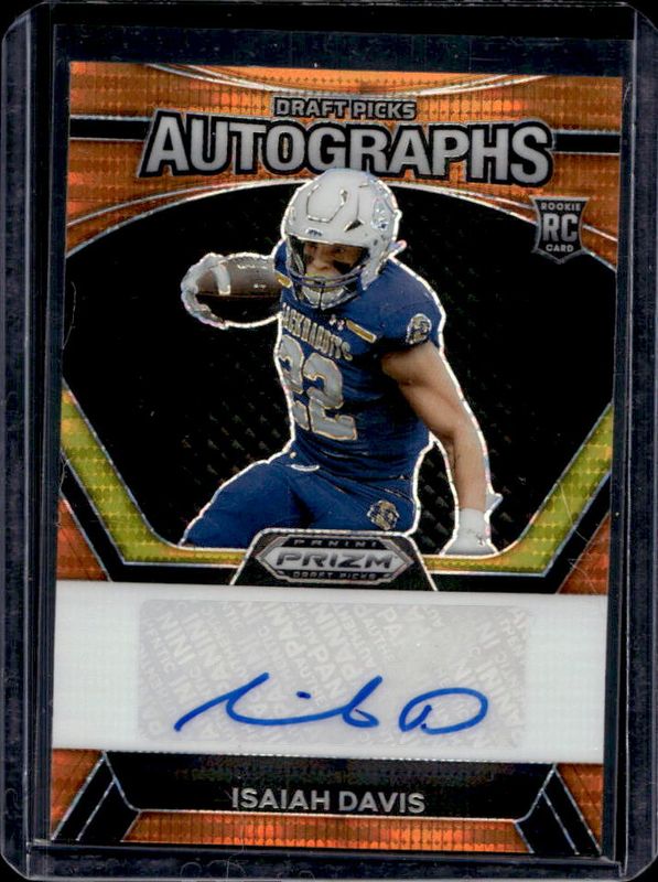 Isaiah Davis 2024 Prizm Draft Picks #DPA-IDS Draft Picks Autographs - Orange Pulsar /49 Rookie RAW