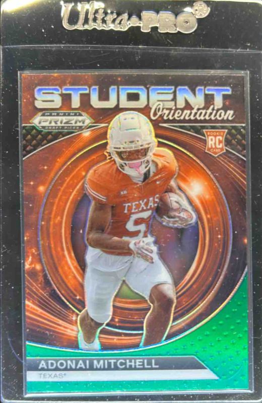 Adonai Mitchell 2024 Prizm Draft Picks #SO-AMI Student Orientation - Green Rookie RAW