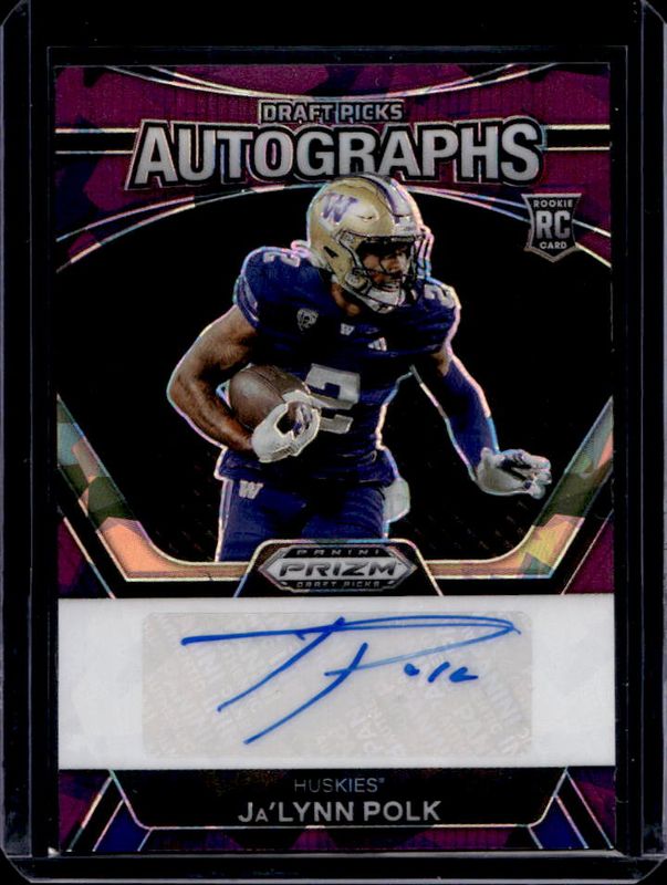Ja'Lynn Polk 2024 Prizm Draft Picks #DPA-JPK Draft Picks Autographs - Purple Ice /99 Rookie RAW
