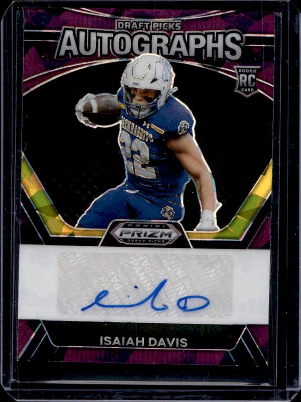Isaiah Davis 2024 Prizm Draft Picks #DPA-IDS Draft Picks Autographs - Purple Ice /99 Rookie RAW