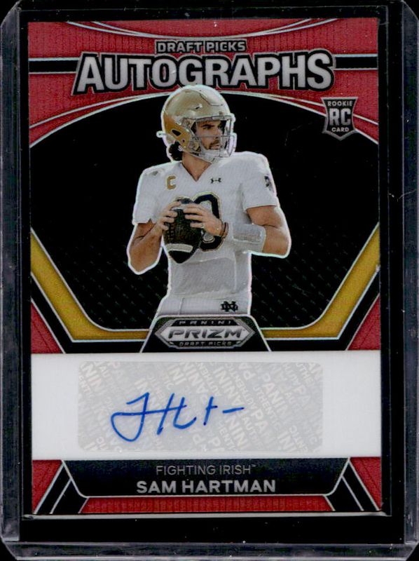 Sam Hartman 2024 Prizm Draft Picks #DPA-SHN Draft Picks Autographs - Red /199 Rookie RAW