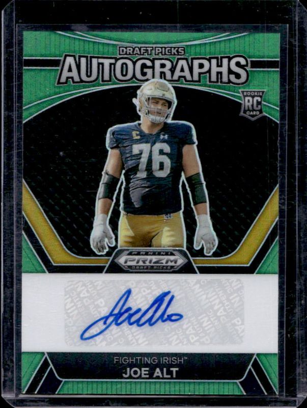 Joe Alt 2024 Prizm Draft Picks #DPA-JAT Draft Picks Autographs - Green Rookie RAW