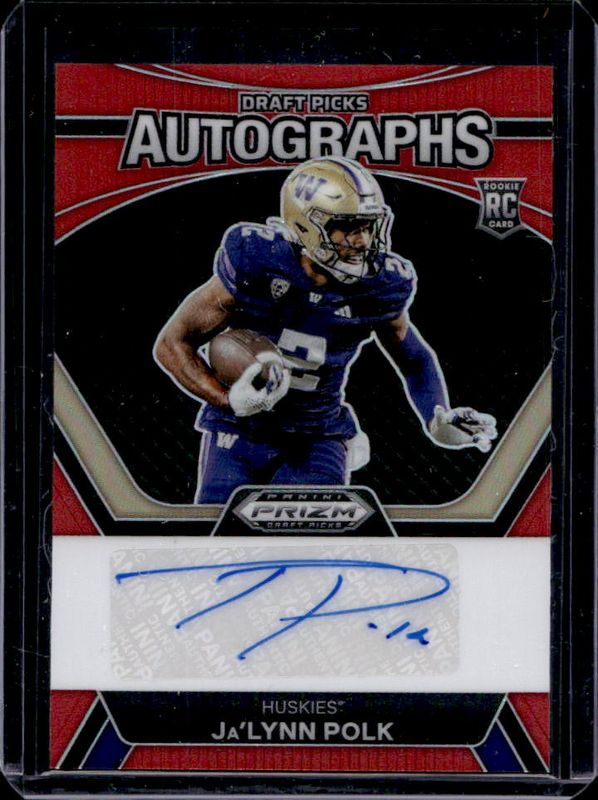 Ja'Lynn Polk 2024 Prizm Draft Picks #DPA-JPK Draft Picks Autographs - Red /199 Rookie RAW
