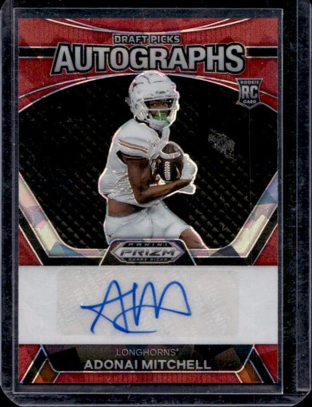 Adonai Mitchell 2024 Prizm Draft Picks #DPA-AML Draft Picks Autographs - Red Ice Rookie RAW